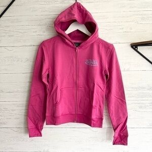 Von Dutch Pink Zipper Hoodie with Blue Logo Signature